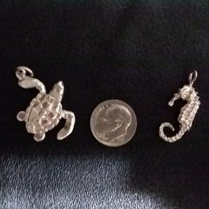 Sea horse and turtle charms-pendants 925 silver